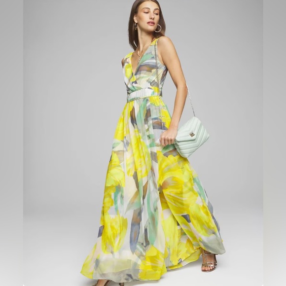 NWT White House Black Market Sleeveless V-Neck Braided Waist Maxi Dress NWT - Picture 9 of 10